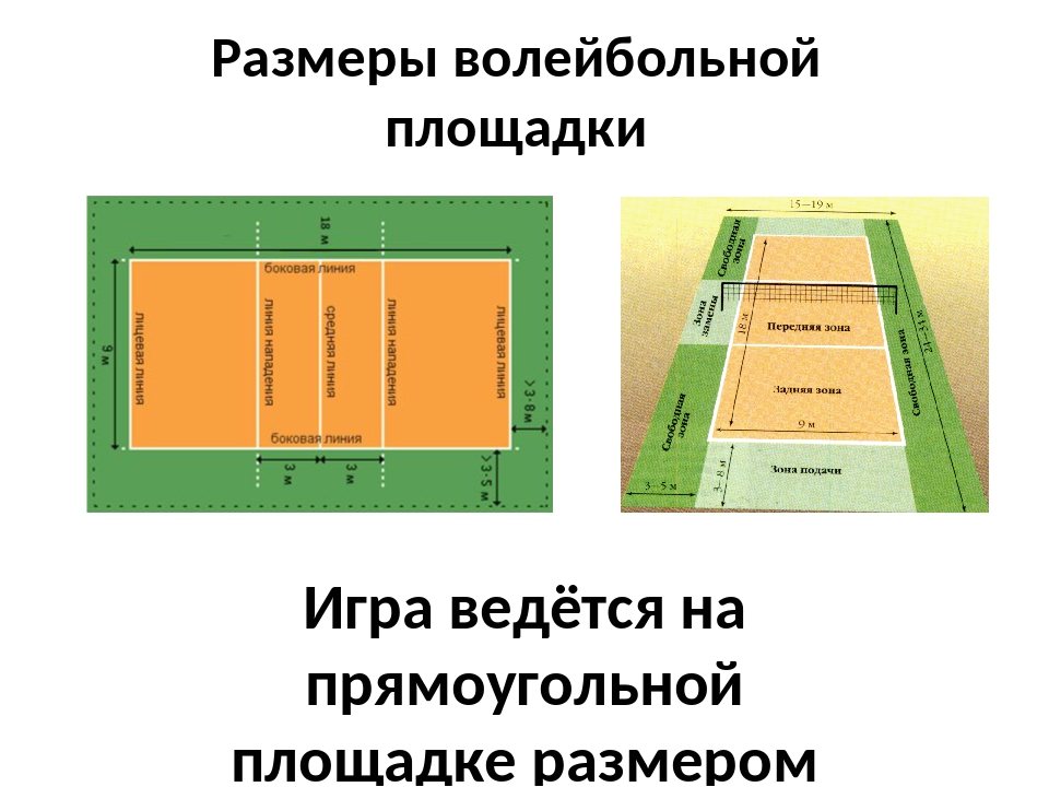 Стандартное волейбольное поле. Линии волейбольной площадки. Размер волейбольной площадки и названия линий. Разметка волейбольной площадки. Размеры волейбольной площадки.