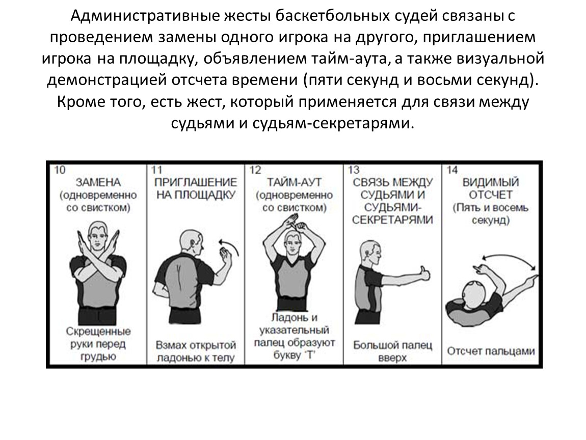 Судейские жесты в баскетболе презентация