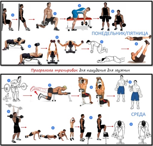 Примерная программа тренировок в тренажерном зале для мужчин Тренировка мужчин в тренажерном