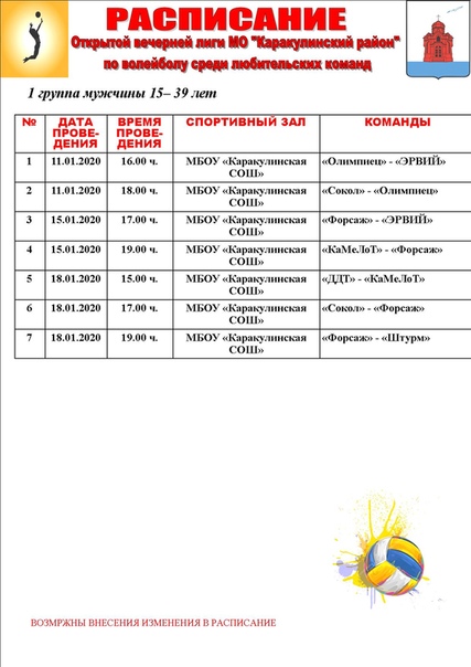 Таблица игр волейбол мужчины расписание